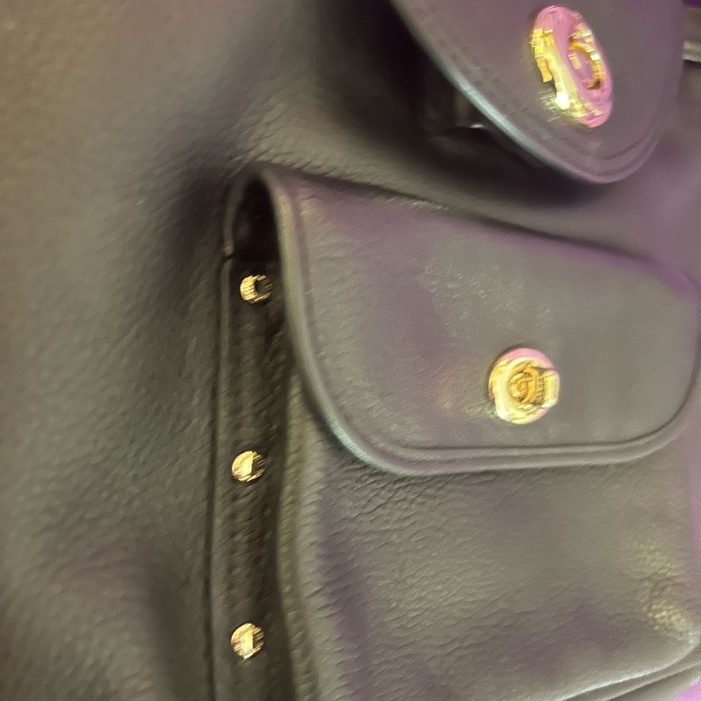 Coach Mini Turnlock Rucksack Backpack in Black Pebble Leather - Picture 7 of 14